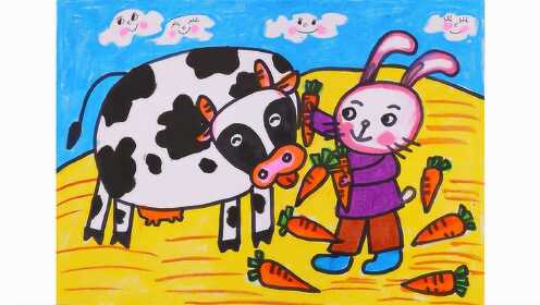 小爱的手作日记儿童画彩色的奶牛