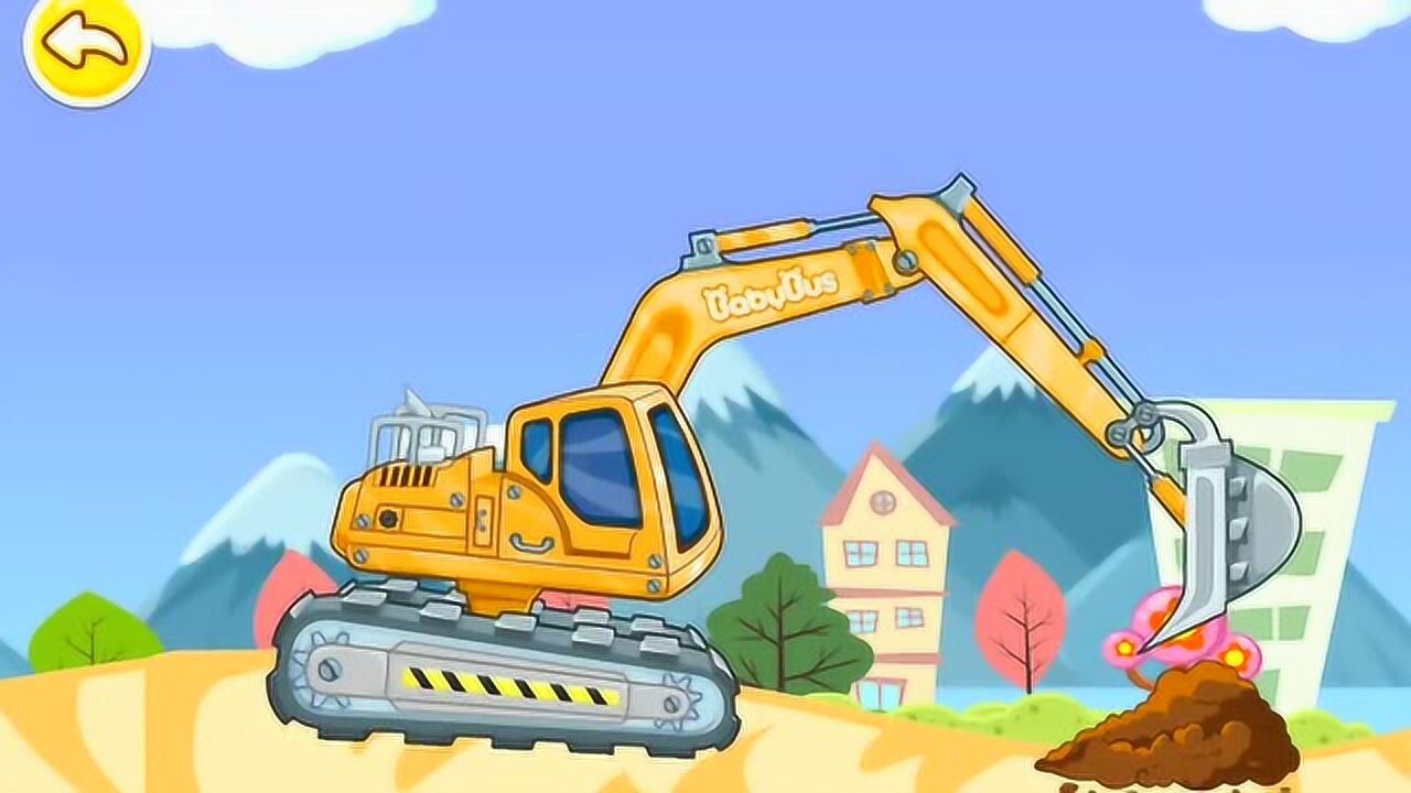 宝宝巴士工程师奇奇开着挖掘机去拆危房儿童动画片