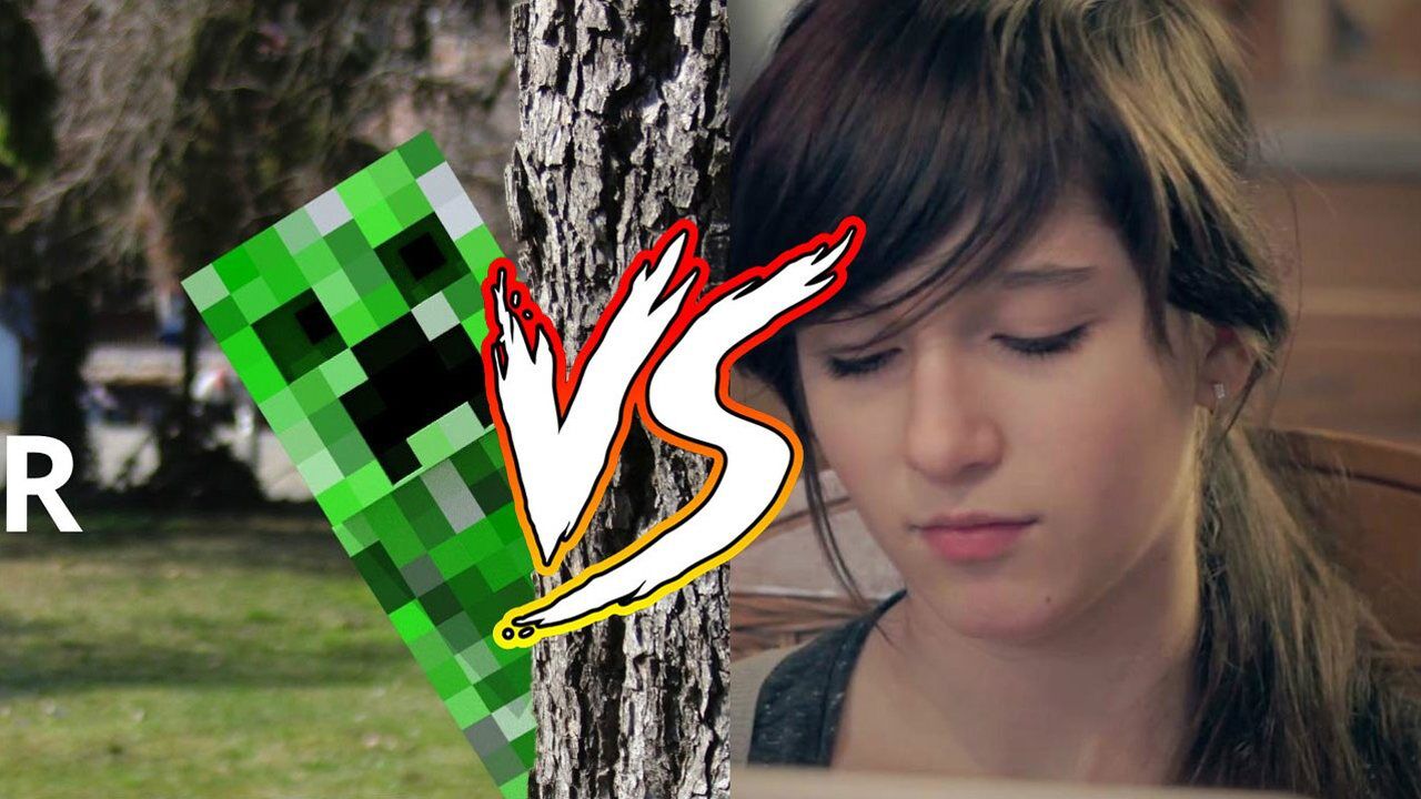 我的世界:真人版 少女 vs 苦力怕,搞笑对战动画_腾讯视频