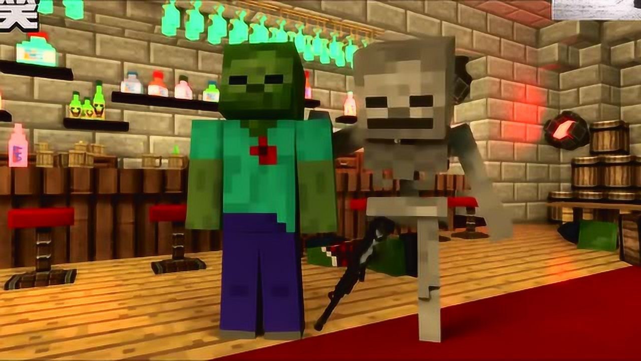 我的世界搞笑:小白和小僵尸吃霸王餐,还暴打酒吧老板