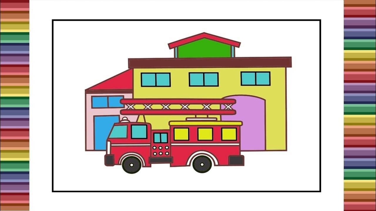 儿童简笔画:消防局消防车