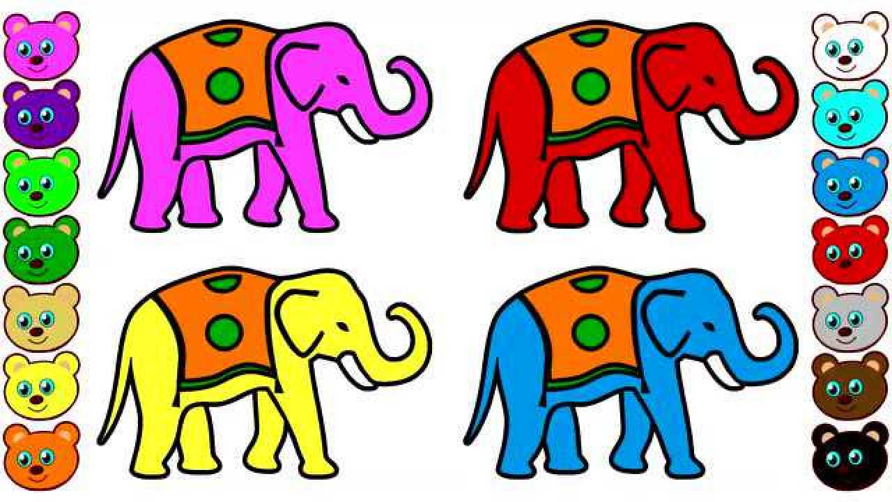 少儿益智彩绘 画可爱的大象并涂上五彩颜色吧