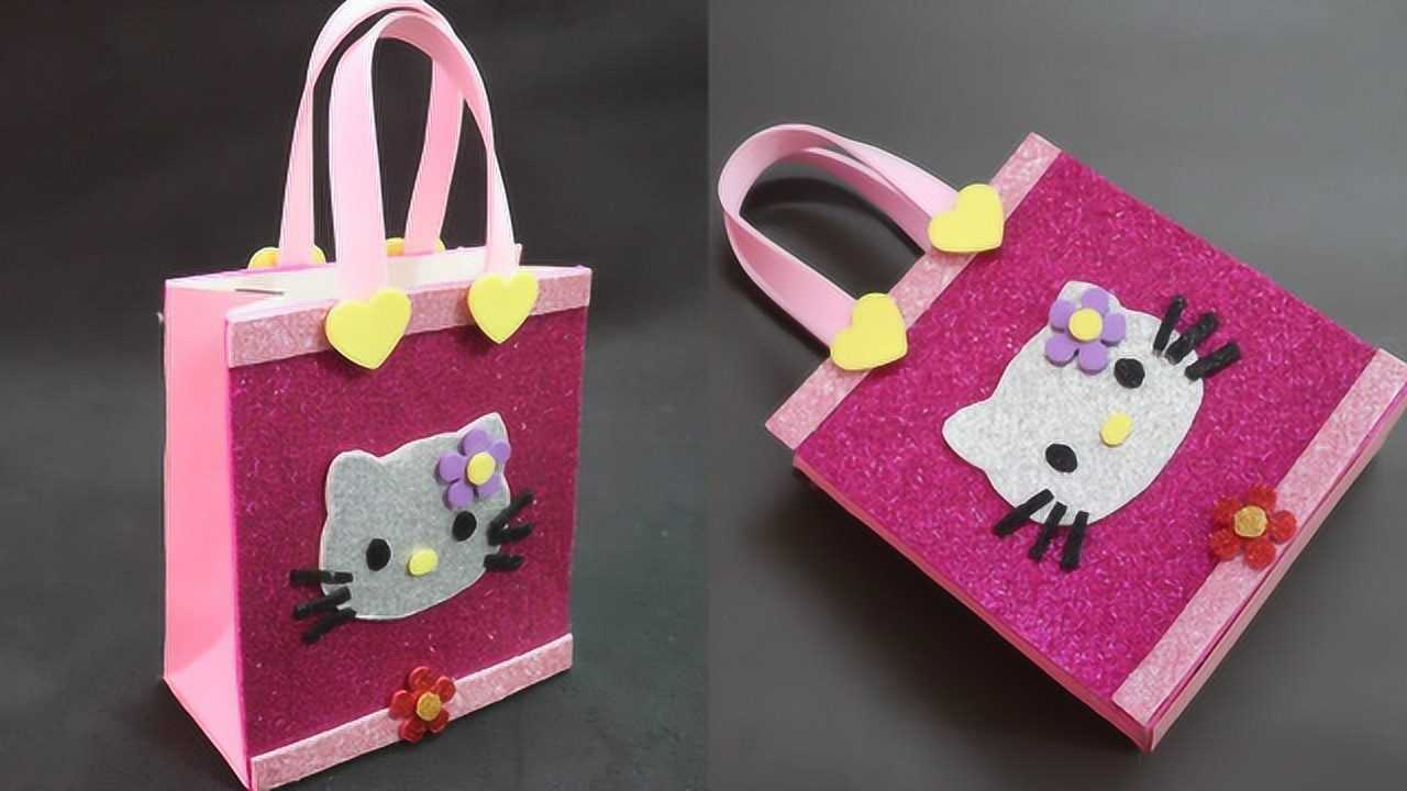 废旧纸盒别再扔了,教你变成可爱的hello kitty手提包,手工教程