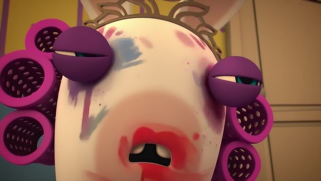 疯狂的兔子2:小女孩给兔子化妆,画的太丑了!