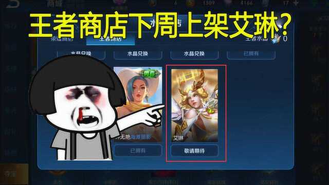 王者荣耀:王者商店下周上架新物品,据说会是艾琳?