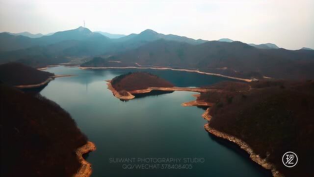 航拍湖北广水蔡河飞沙河水库,风景宜人,非常适合徒步亲近大自然!