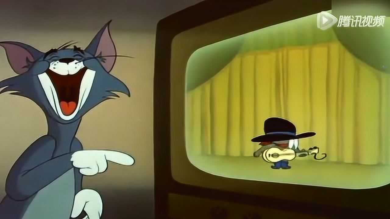 《猫和老鼠》佩克舅舅在电视上拔走了汤姆的而最后一根胡子