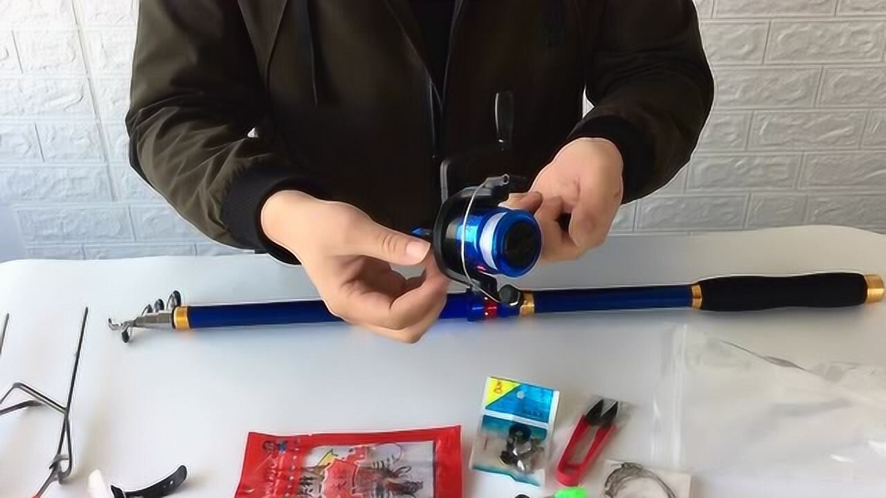 鱼竿套装安装教程视频绑鱼钩绑鱼线怎么甩竿抛竿钓鱼_腾讯视频