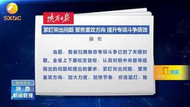 《陕西日报》:紧盯突出问题 聚焦重攻方向 提升专项斗争质效