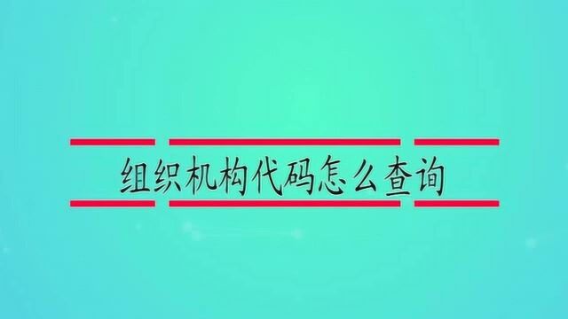 组织机构代码怎么查询