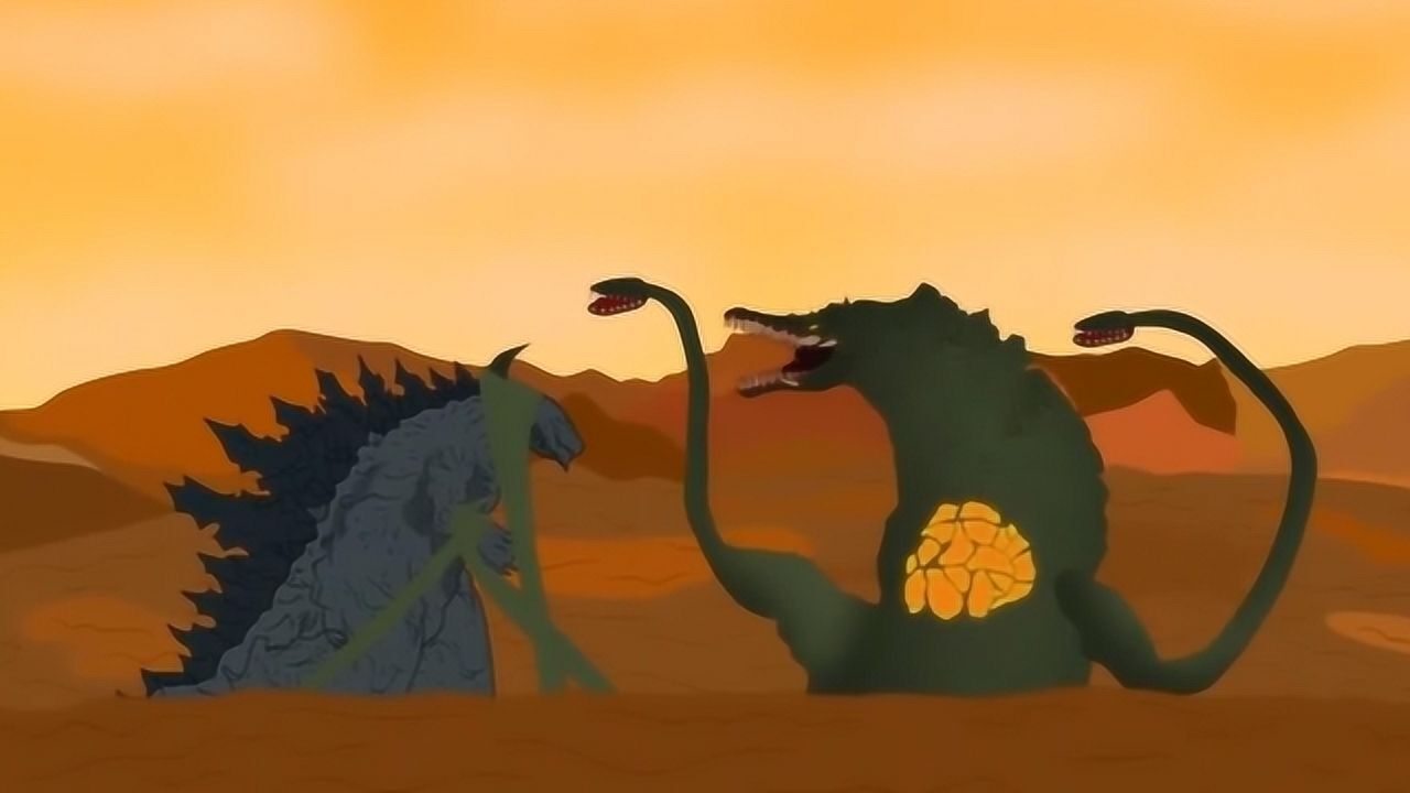 哥斯拉趣味动画:哥斯拉对战三头怪