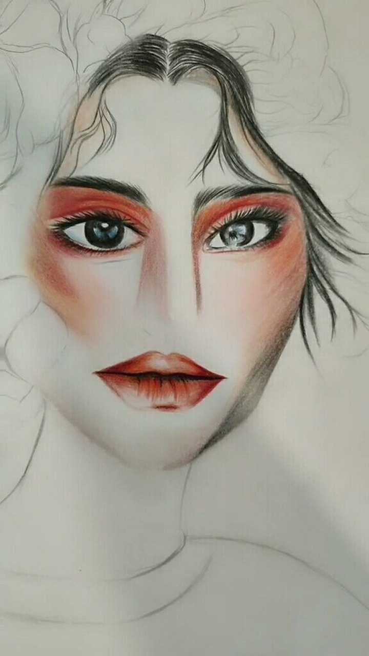 彩铅画作品复古妆面