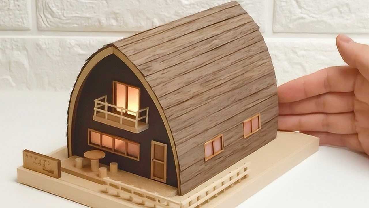 diy创意手工,给娃娃做漂亮的迷你小木屋,小朋友都喜欢