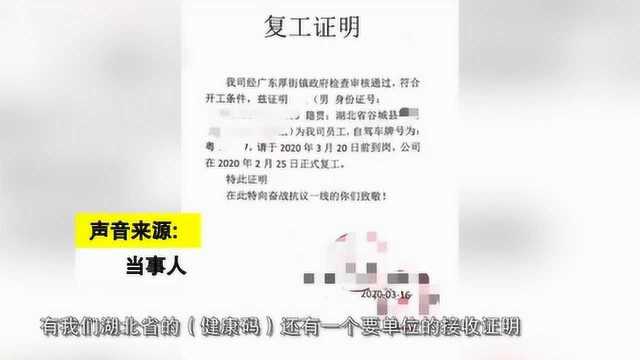 湖北务工者述说复工遭遇:拿着公司接收函复工,隔离未结束就被裁