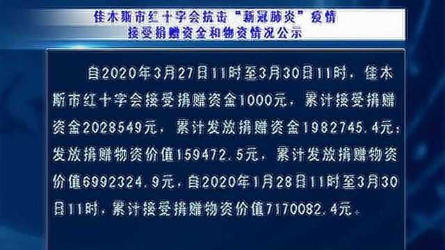 3月30日佳木斯市红十字会捐赠公示