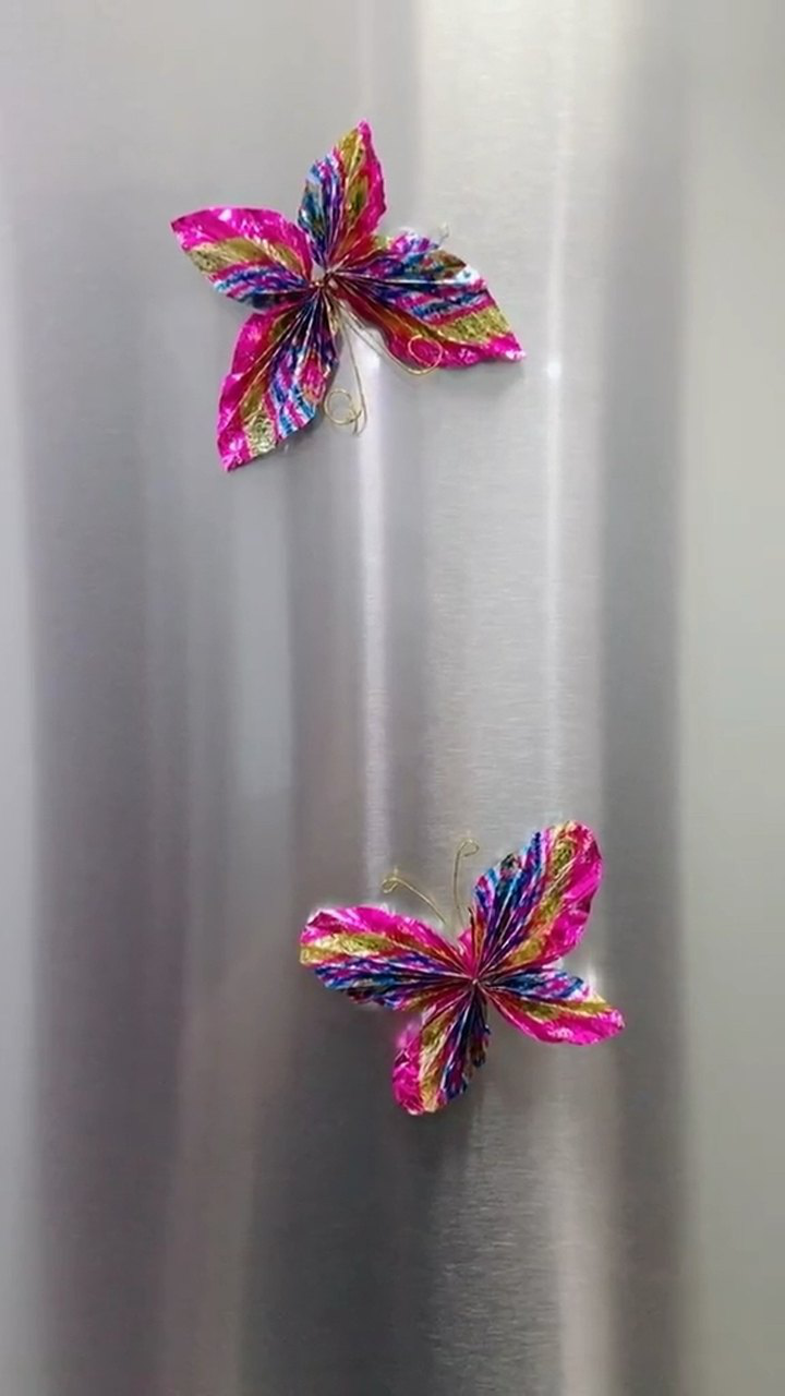 闲的我糖纸也能玩成这样放冰箱上美美哒手工创意变废为宝