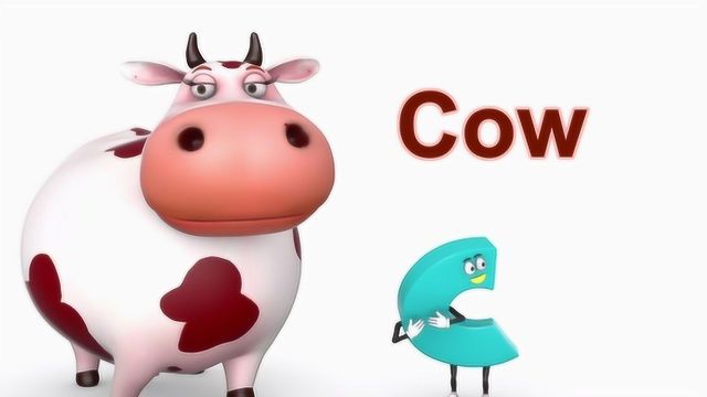 跟我念“cow”一起来学动物字母吧