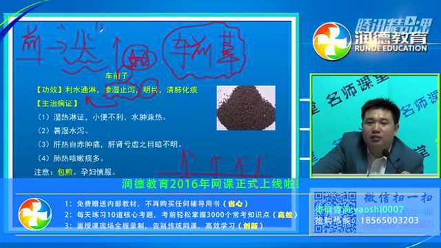 润德教育2016年执业药师学习考试培训每天一味药(车前子)第4期