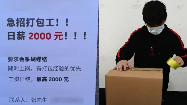 日薪2000元!广东一商家开出天价工资招工:打蝴蝶结