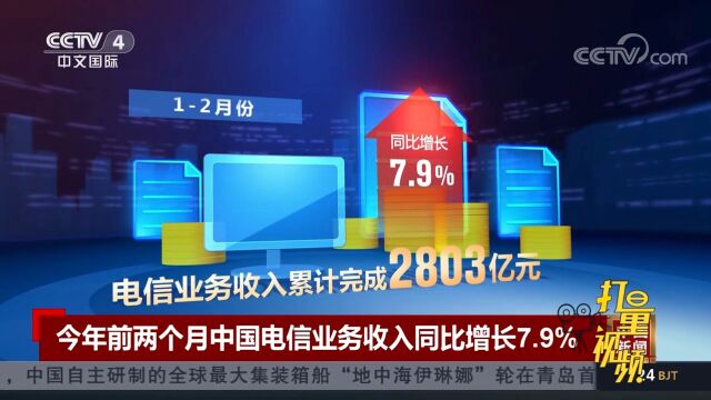 12月份中国电信业务收入同比增长7.9%