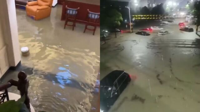 嘉善特大暴雨破我国国家站纪录!居民楼被淹电梯变水帘洞,地面停车场免费开放