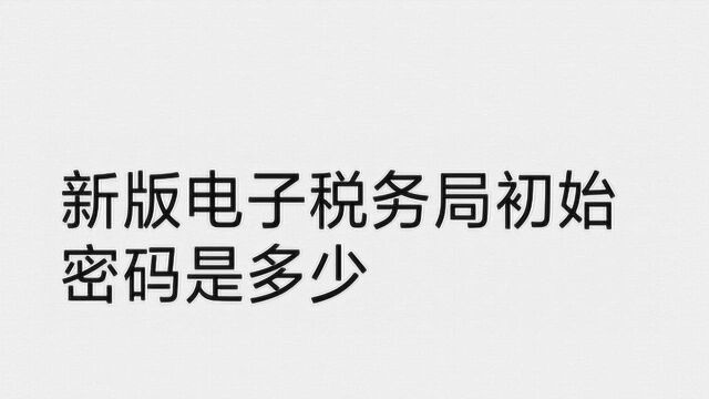 新版电子税务局初始密码是多少?