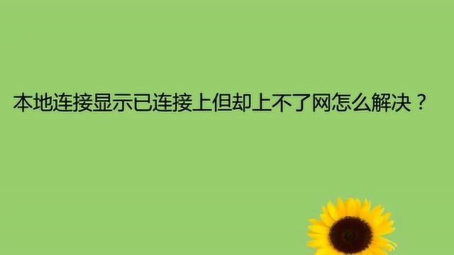 本地连接显示已连接上但却上不了网怎么解决?