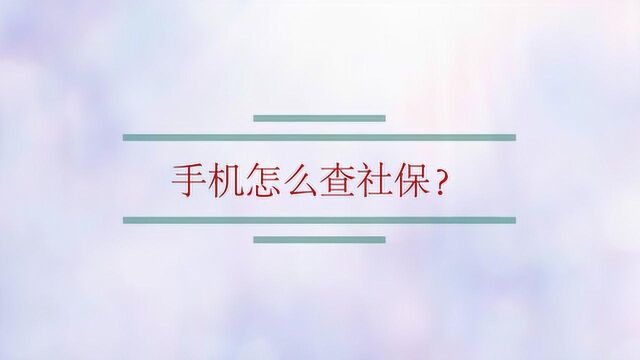 手机怎么查社保?