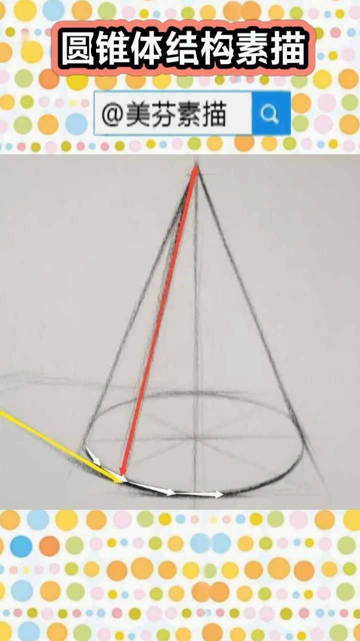 教你一分钟学会画圆锥的形体!素描圆锥的画法!