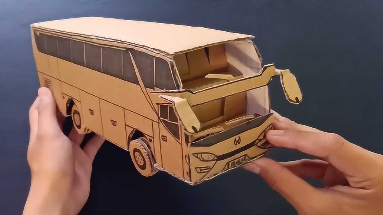纸盒双层巴士手工图片