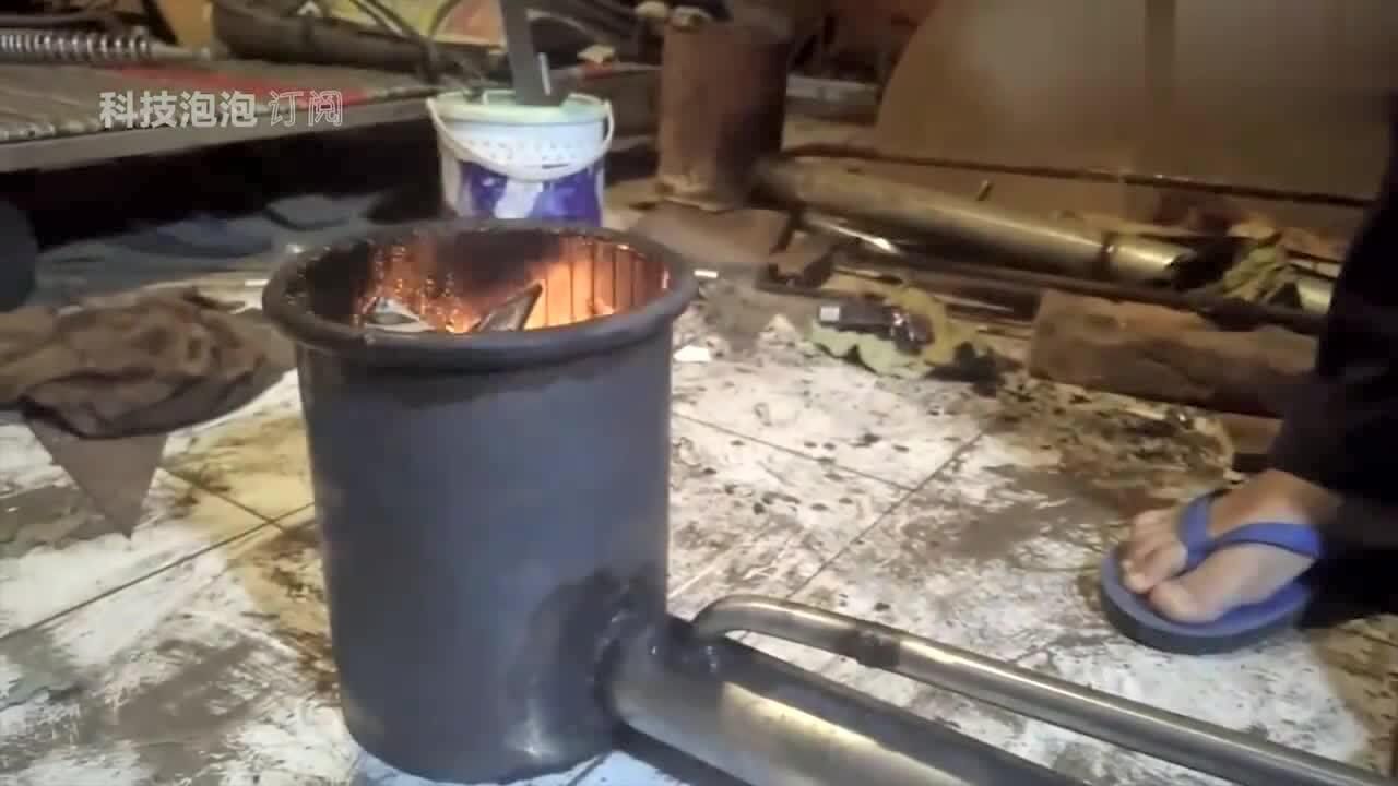 自制烧废机油取暖炉图片