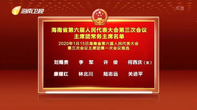 海南省第六届人民代表大会第三次会议主席团常务主席名单