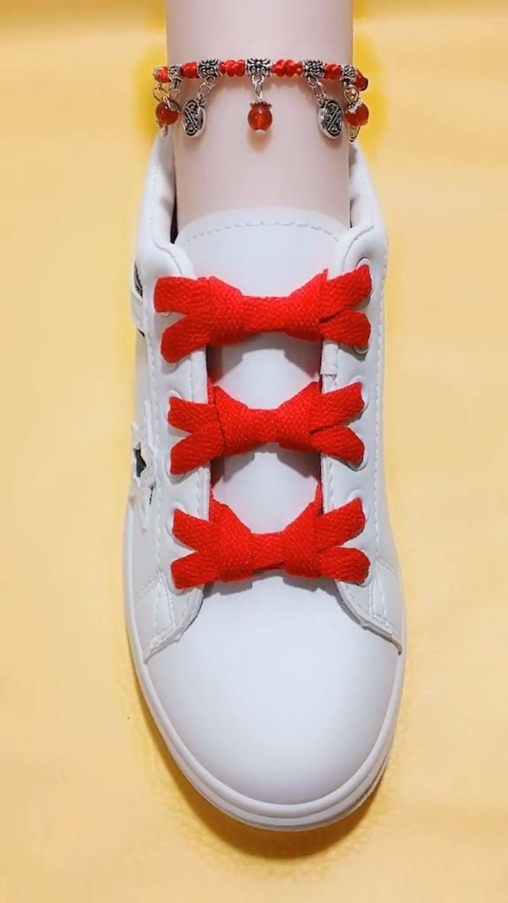 花式系鞋带,红色蝴蝶结!