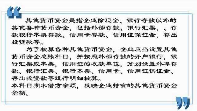 从零开始,企业的其他货币资金的核算概述