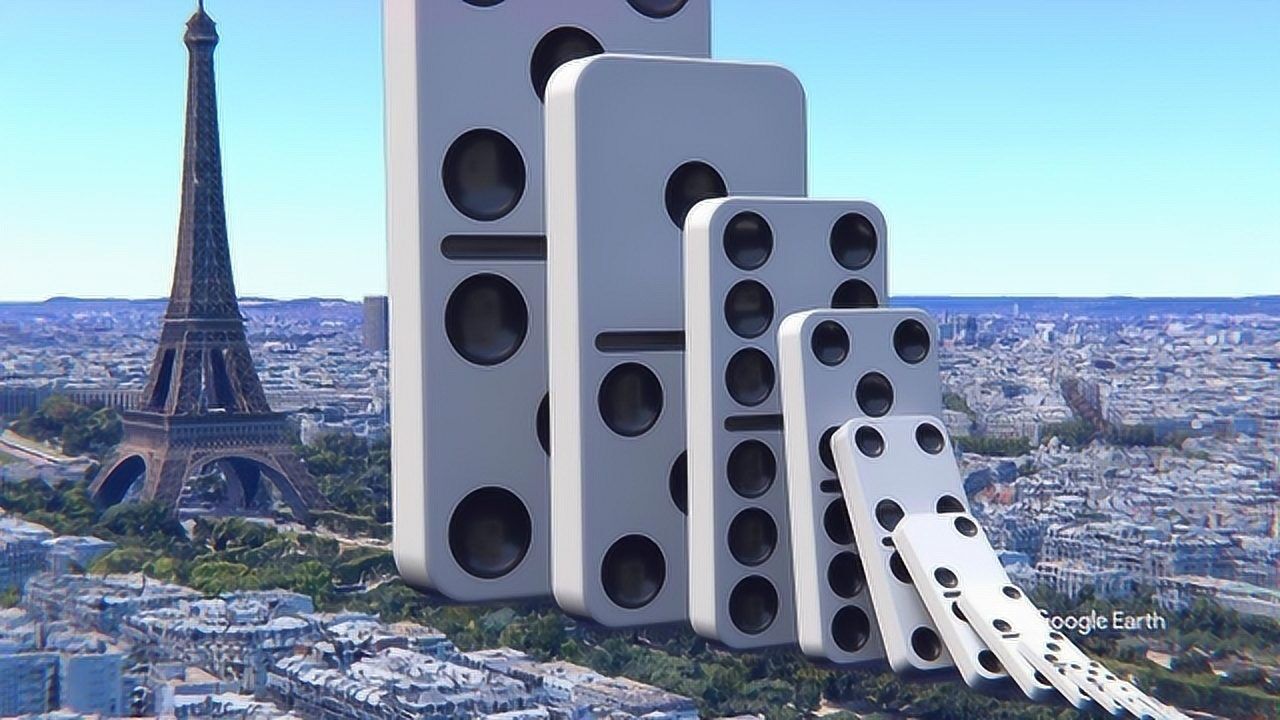 世界最大的多米诺骨牌最高处超过埃菲尔铁塔推倒瞬间太震撼了