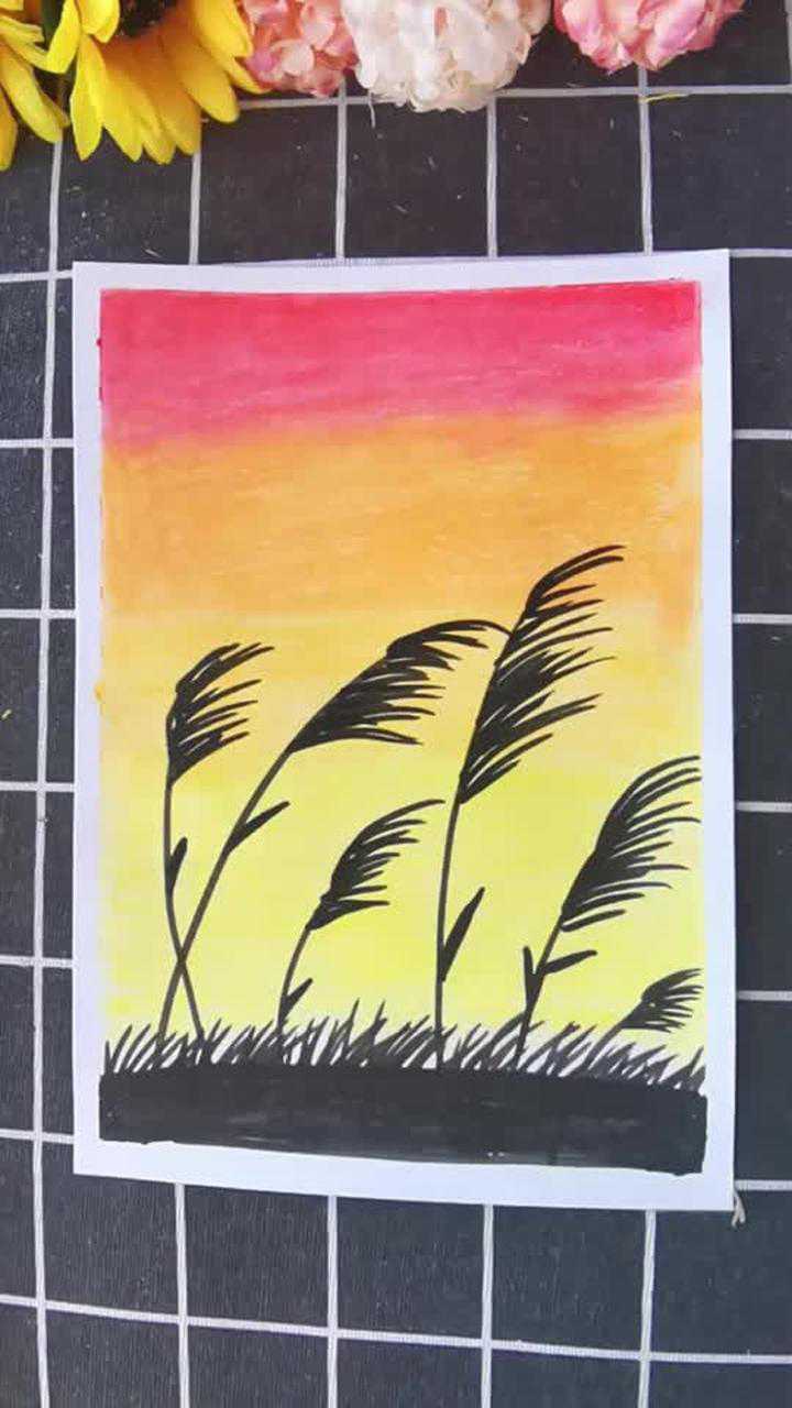 简笔画:晚霞风景画画画 风景画_腾讯视频