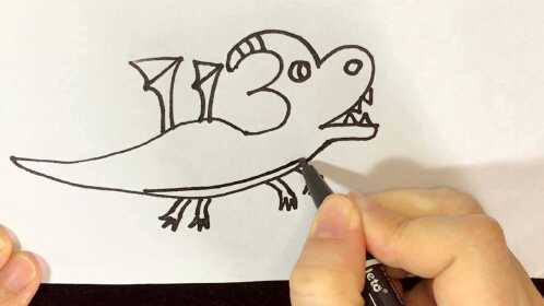 数字732画喷火龙三岁小孩都能学会