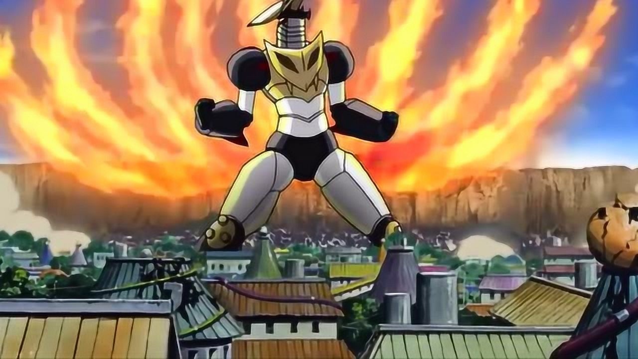 火影忍者大蛇丸在木叶村内召唤机械九尾