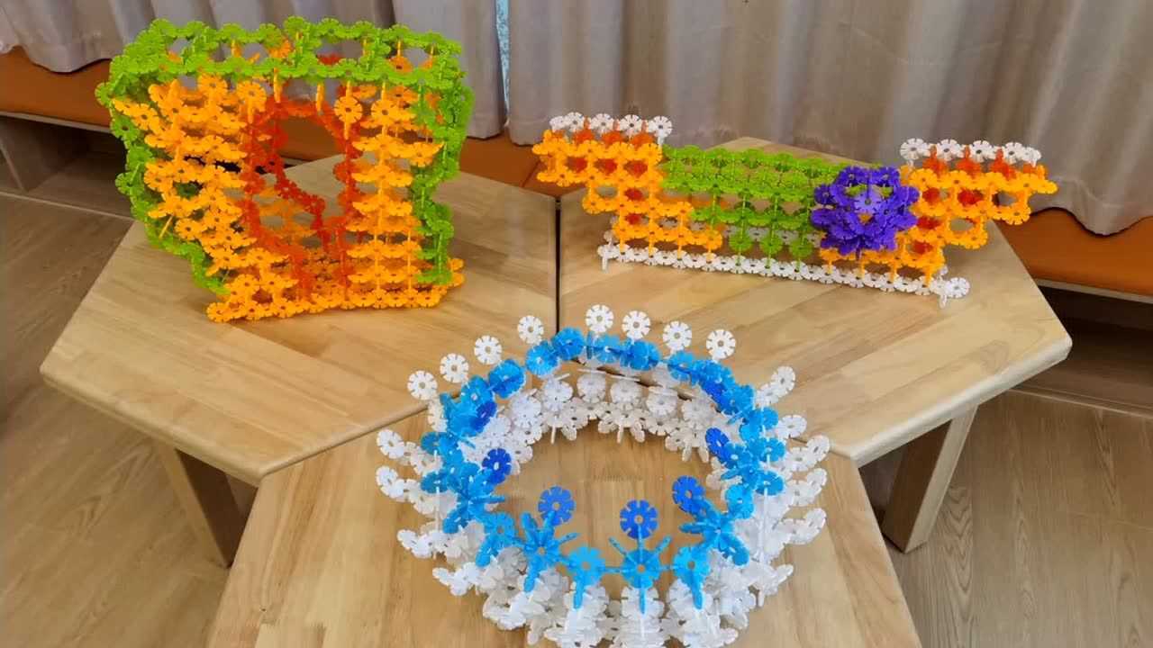 中班雪花片搭建滨江建筑