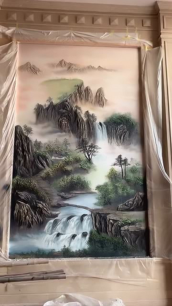 你敢信这是用腻子做出来的画刮这样一面墙岂不要上千