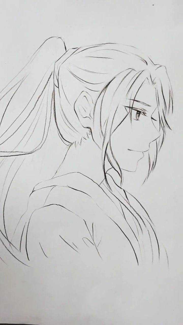 来学画带有一丝邪气的古风美男侧脸吧