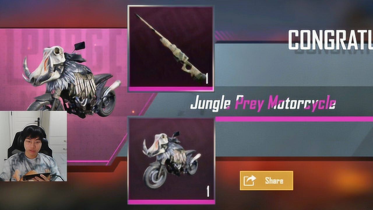 和平精英:开箱单抽出野猪摩托车,粉色皮肤awm非常可!