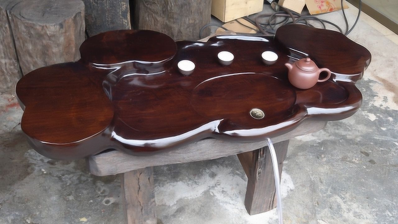 请雕刻师傅做阴沉红椿木功夫茶盘,工钱600一个,大家觉得手工好不好!