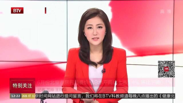 2020年6月份北京市居民消费价格总水平同比上涨1.4%