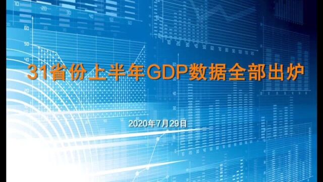 31省份上半年GDP数据全部出炉