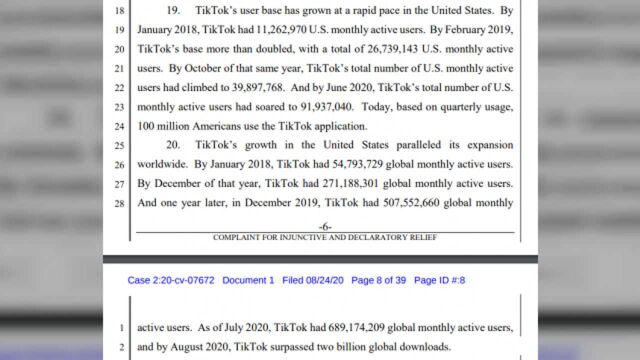 TikTok起诉书全文公开!指控特朗普“7宗罪”