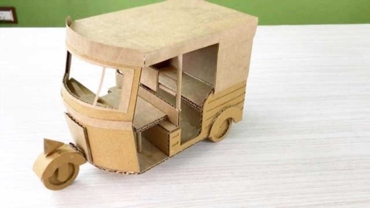 手工纸板diy三轮摩托车的制作方法非常有创意