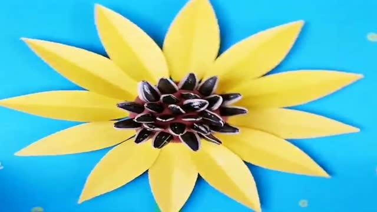 用瓜子做一幅漂亮的向日葵,简直太漂亮了,幼师的必会技能