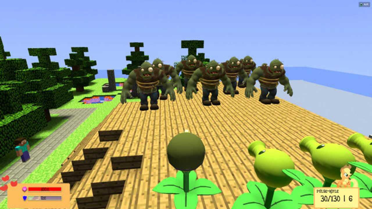 我的世界植物大战僵尸:植物豌豆vs巨人僵尸军团