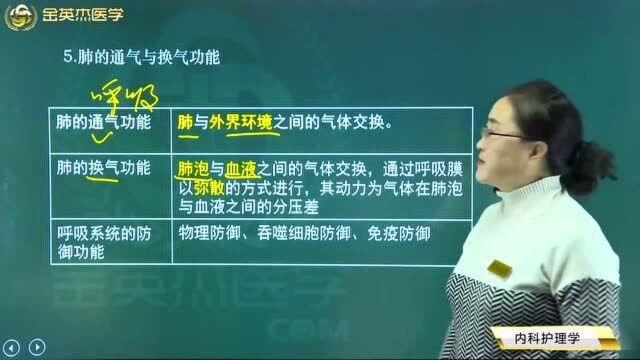 内科护理学:肺的通气功能与换气功能是如何来工作的?了解呼吸系统防御功能